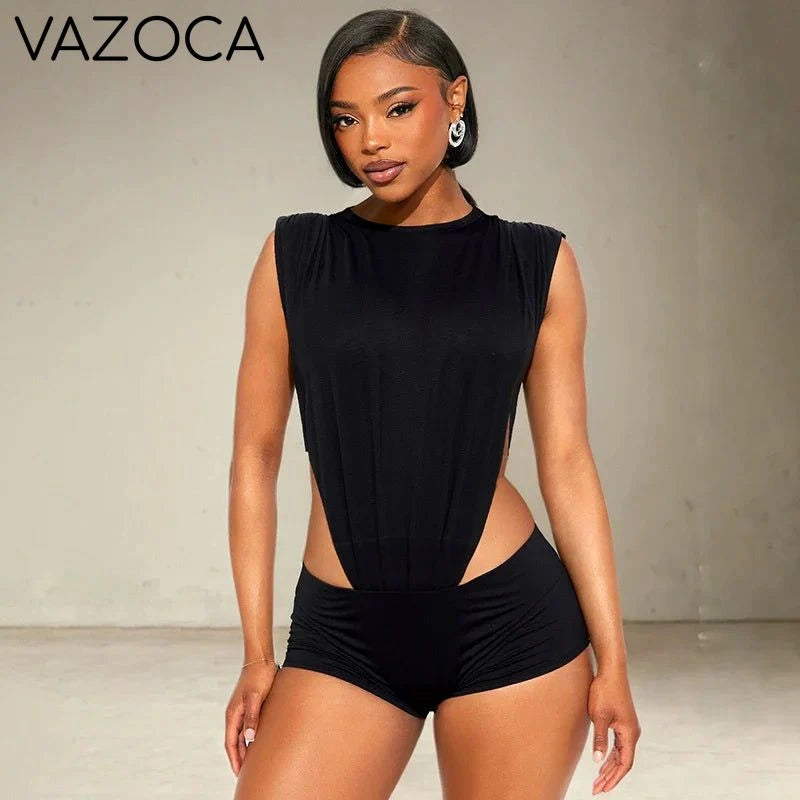 Edge Cut Bodysuit Shorts Set