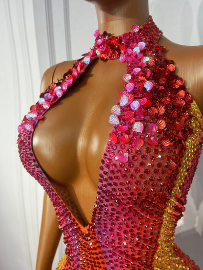 Ombre Seashell Sequins Mini Dress