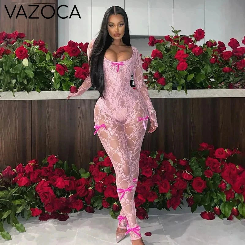See Through Cleavage Jumpsuit