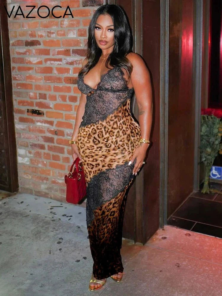 Jeni Mesh Leopard Dress