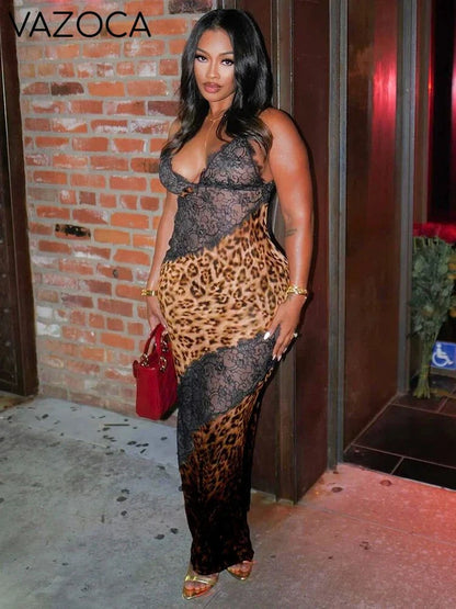 Jeni Mesh Leopard Dress