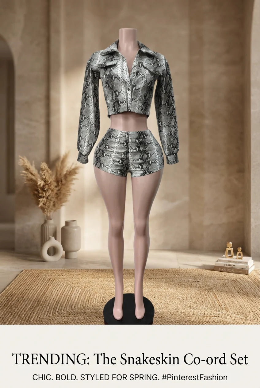 Snake Around Leather Short Set