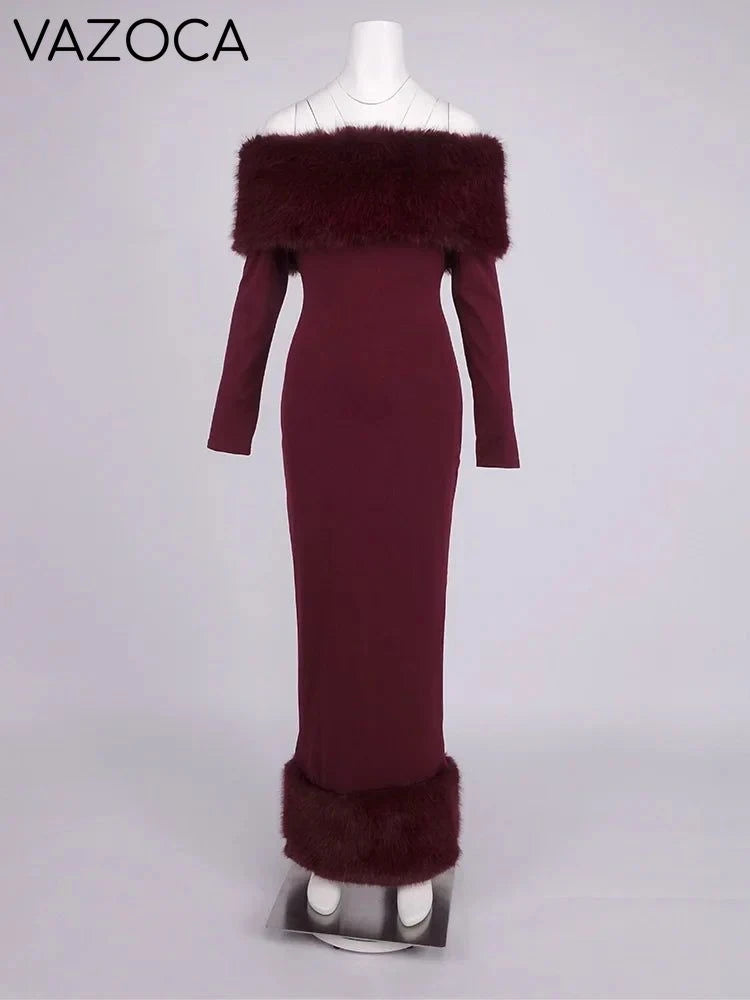 Lorene Fur Maxi Dress