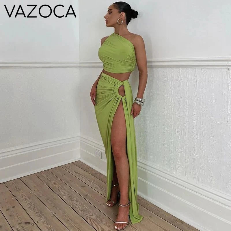 One Shoulder Elegant Skirt Set