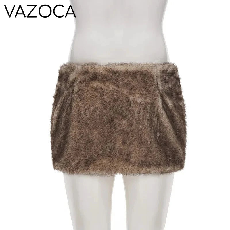 Furry Pleated Mini Skirt