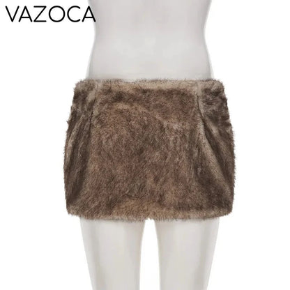 Furry Pleated Mini Skirt