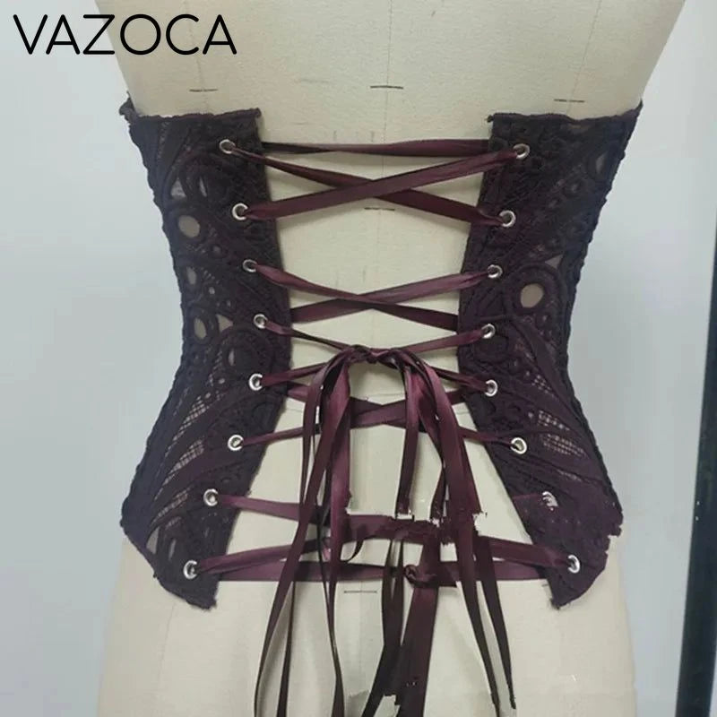 Corset Mesh Bustier Top Dark Purple