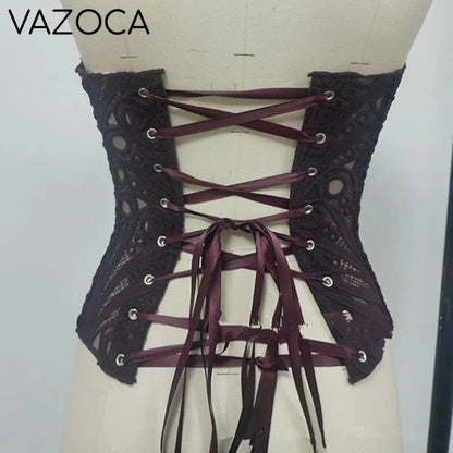 Corset Mesh Bustier Top Dark Purple