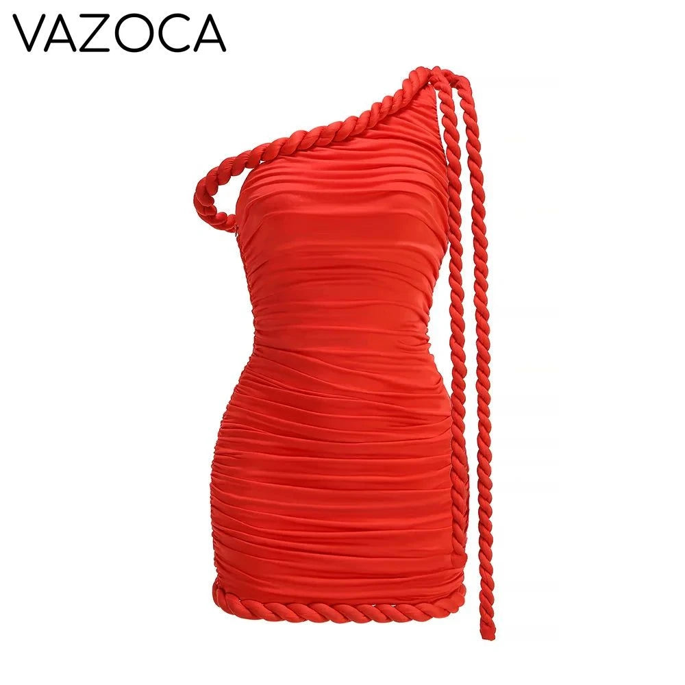 Velvet Rope One-Shoulder Mini Dress
