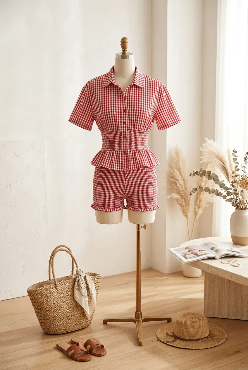 Tasha Plaid Short Set