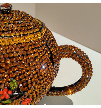 Teapot Rhinestone Clutch Bag