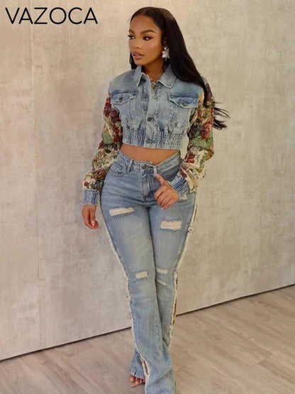 Sandra Denim Pants Set