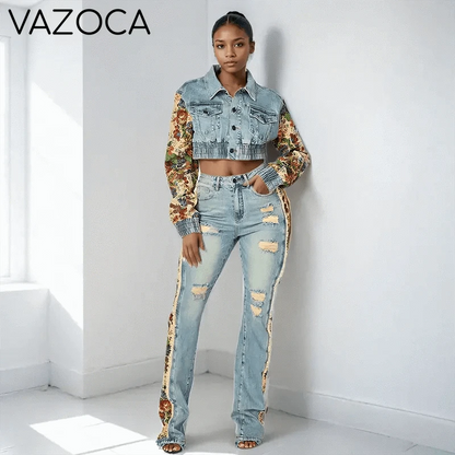 Sandra Denim Pants Set
