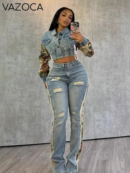Sandra Denim Pants Set