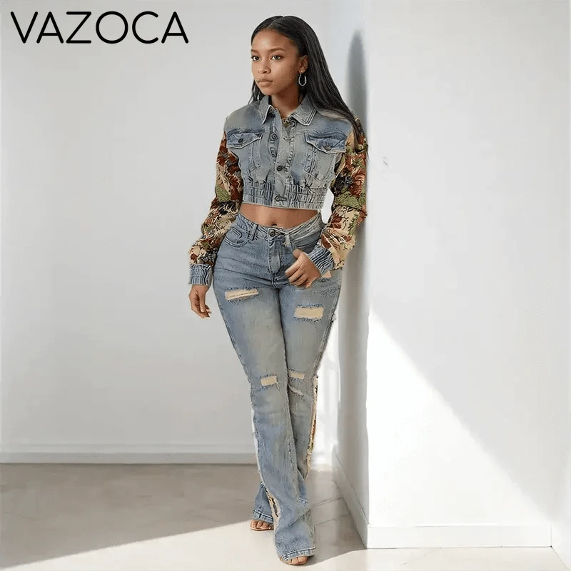 Sandra Denim Pants Set