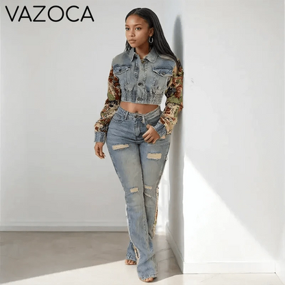 Sandra Denim Pants Set