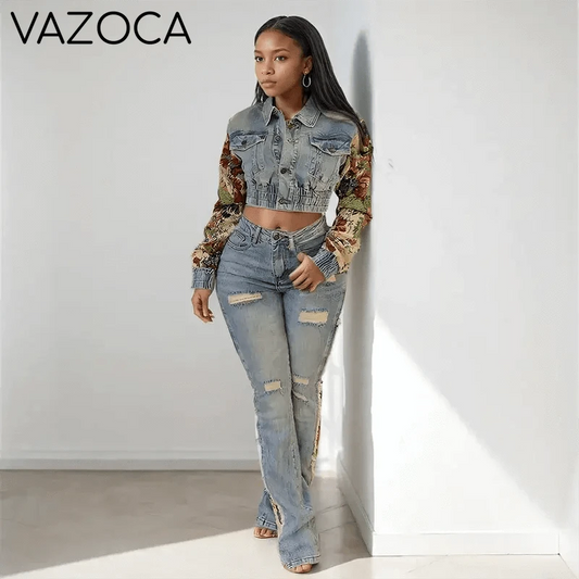 Sandra Denim Pants Set
