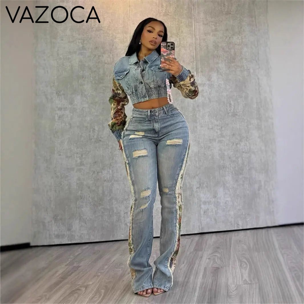 Sandra Denim Pants Set