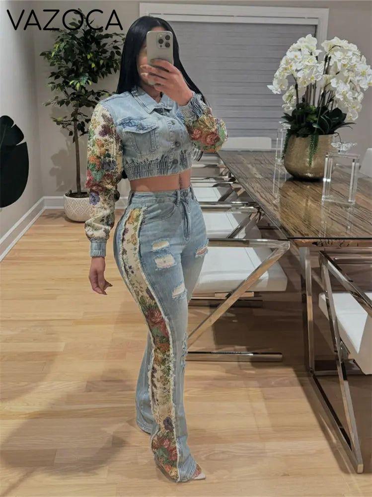 Sandra Denim Pants Set