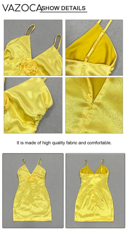 Satin Flower Mini Dress