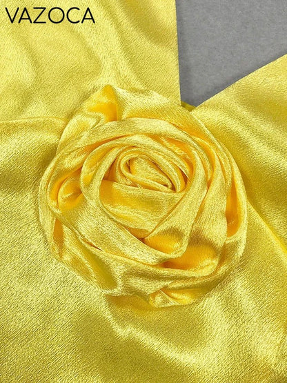 Satin Flower Mini Dress