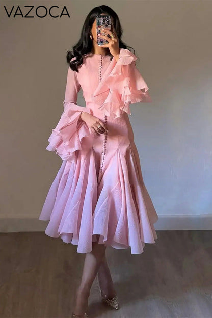 Lory Peated Flare Midi Dress