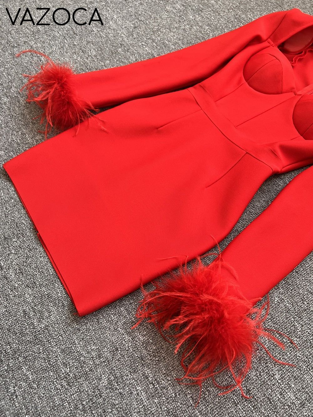 Savy Feathers Bandage Dress
