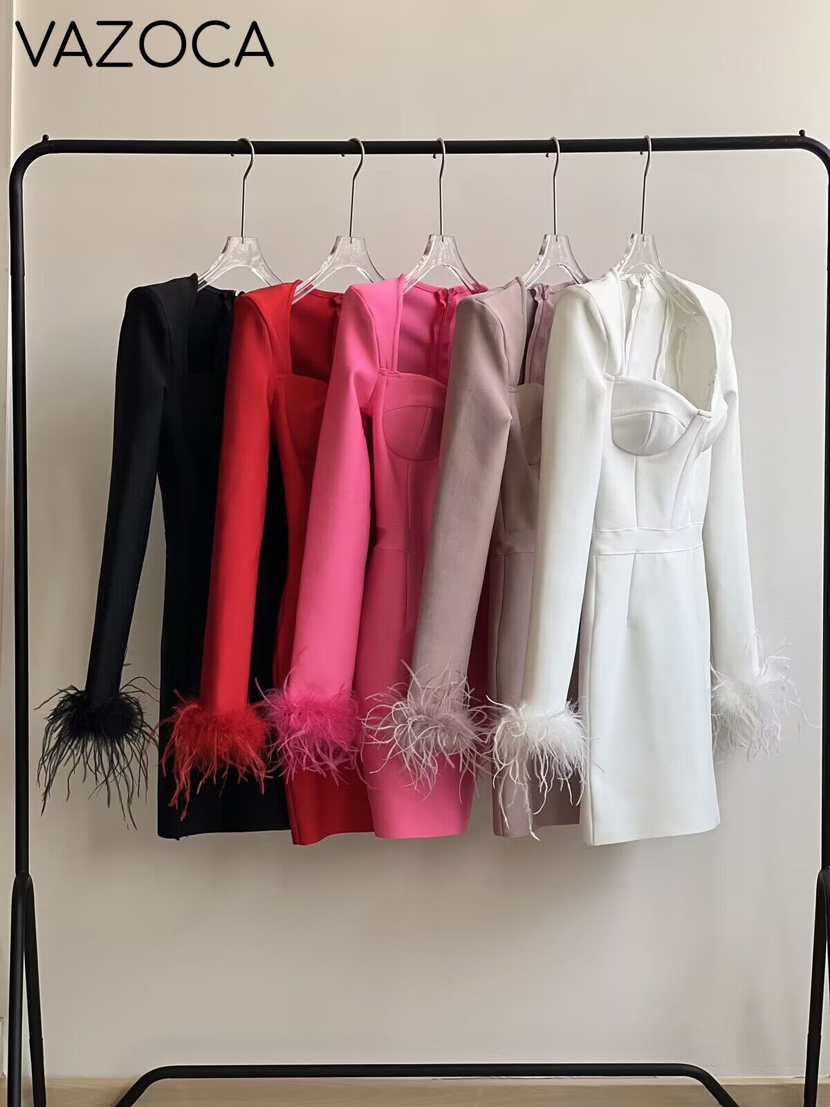 Savy Feathers Bandage Dress