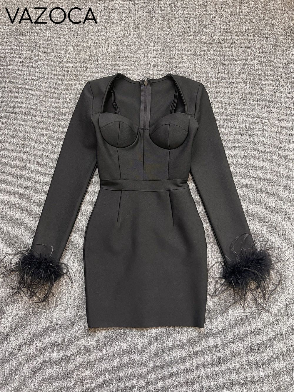 Savy Feathers Bandage Dress