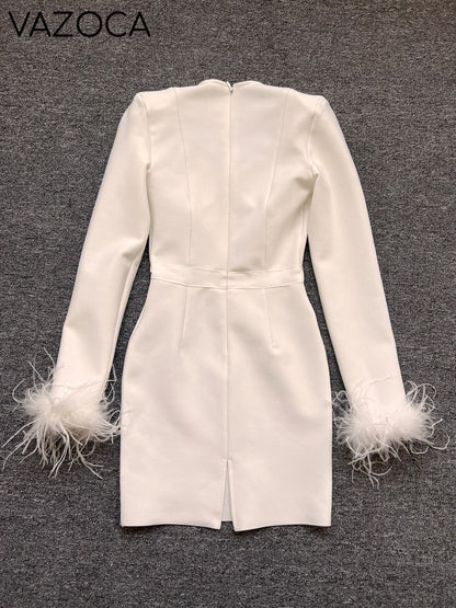 Savy Feathers Bandage Dress