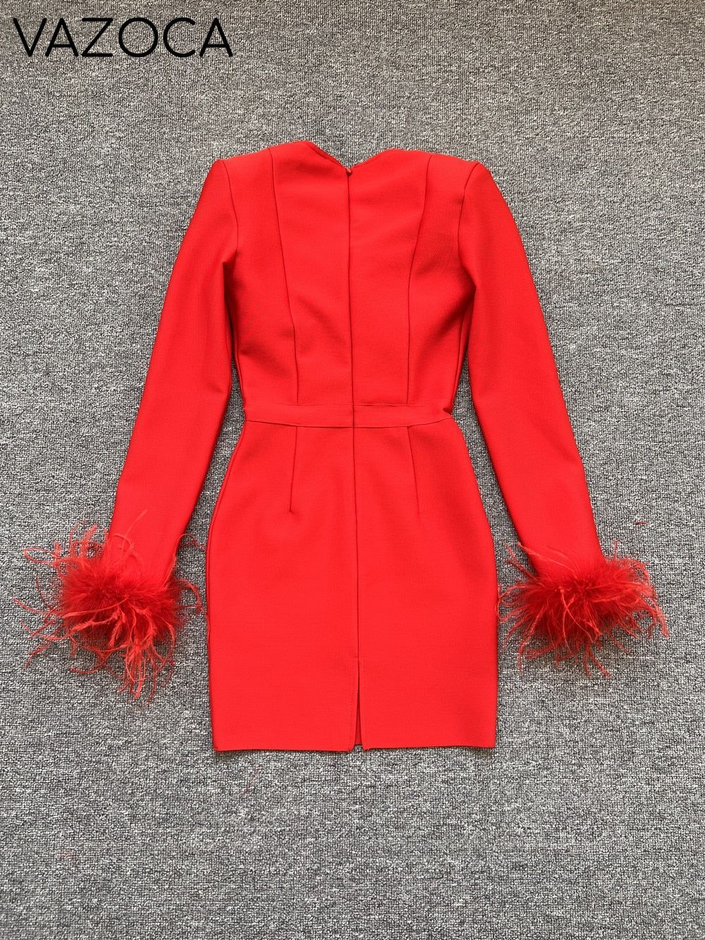 Savy Feathers Bandage Dress