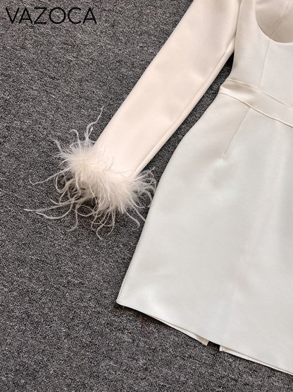 Savy Feathers Bandage Dress