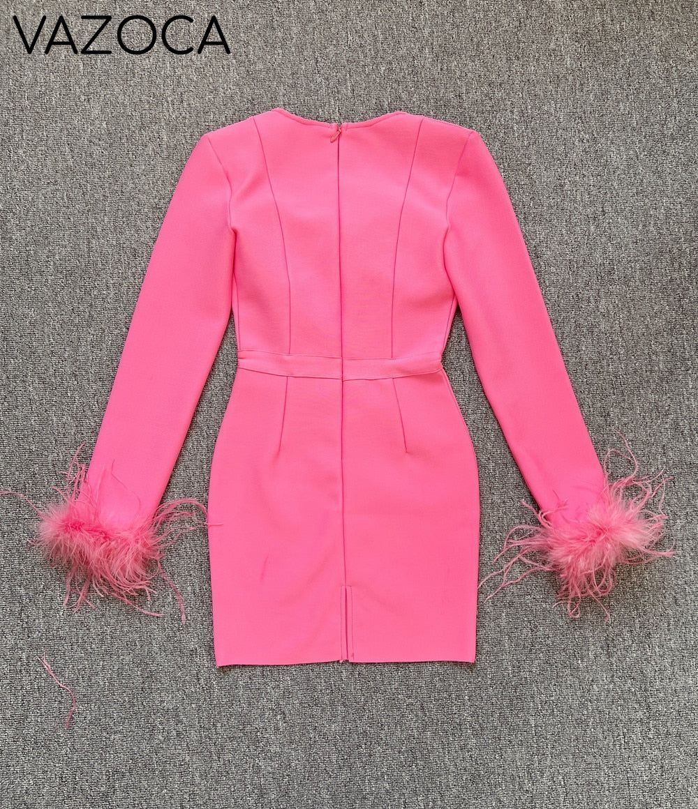 Savy Feathers Bandage Dress