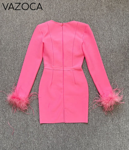 Savy Feathers Bandage Dress