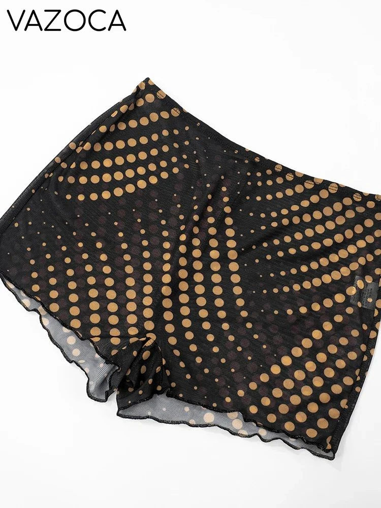 Polka Print 3pcs Shawl Short Set