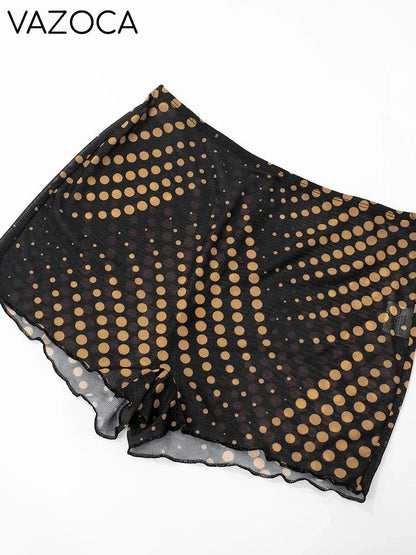 Polka Print 3pcs Shawl Short Set