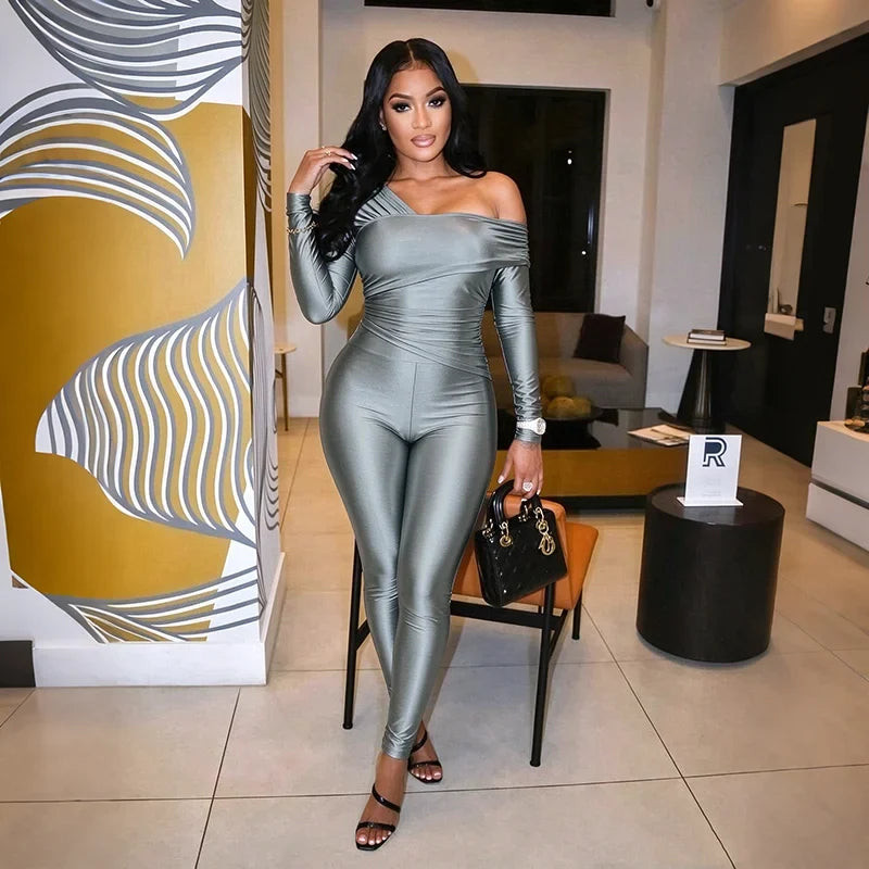 One Shoulder Ruched Two-Piece Set