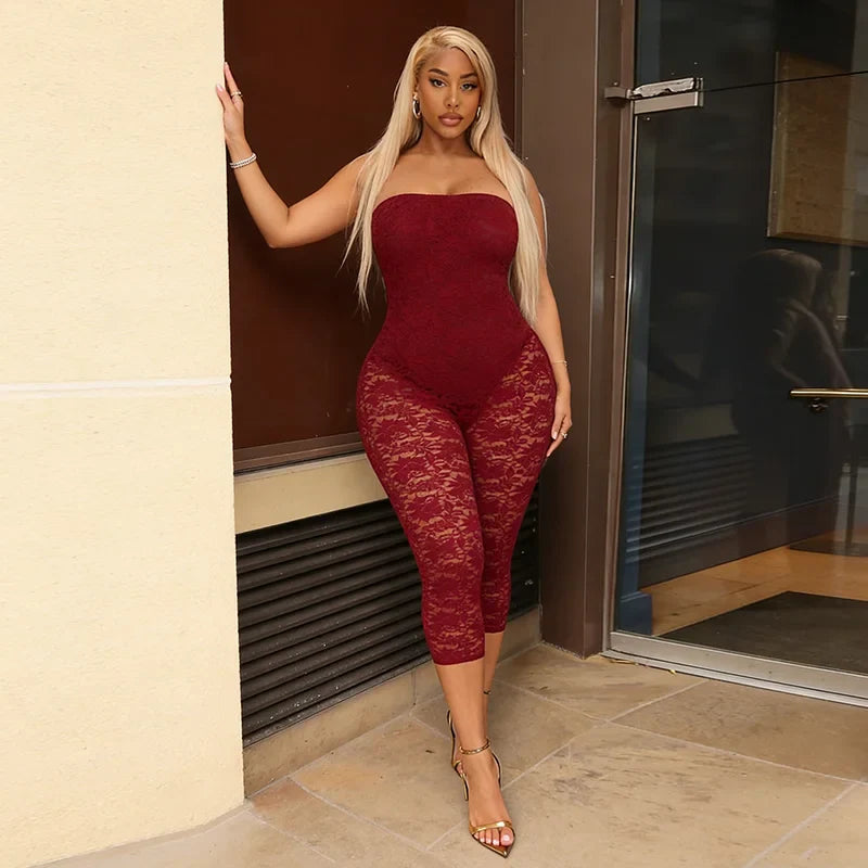 Lace Tube Capri Jumpsuit