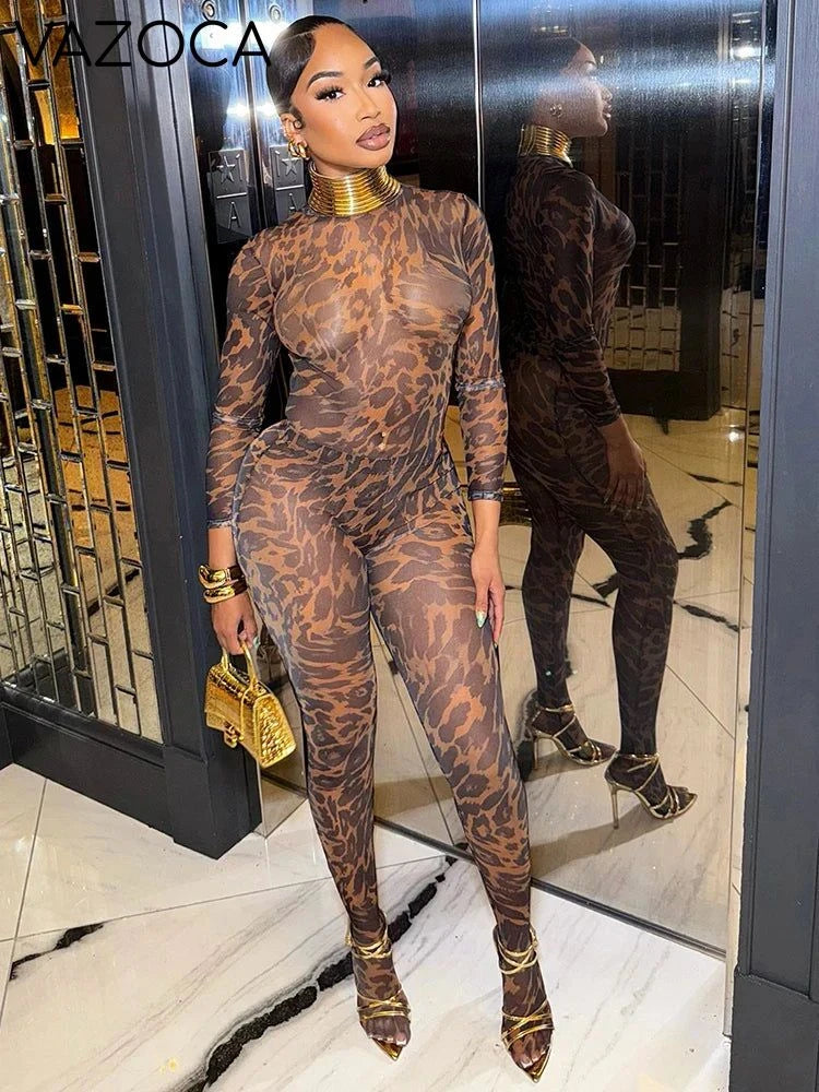 Amy Leopard Turtleneck Pants Set