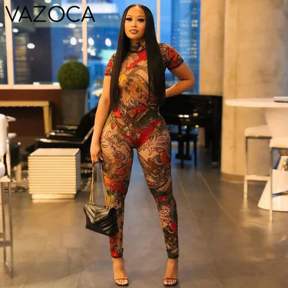 Aesthetic Mesh Backless Jumpsuit