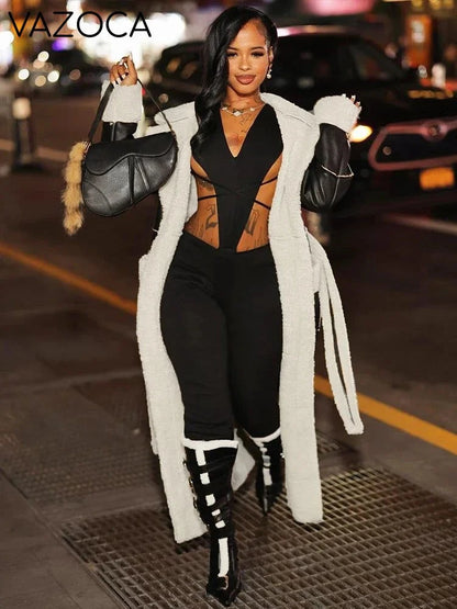 Faux Leather Trench Coat
