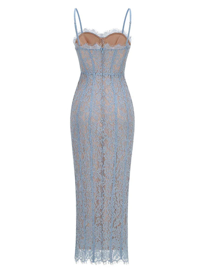 Floral Lace Bodycon Maxi Dress