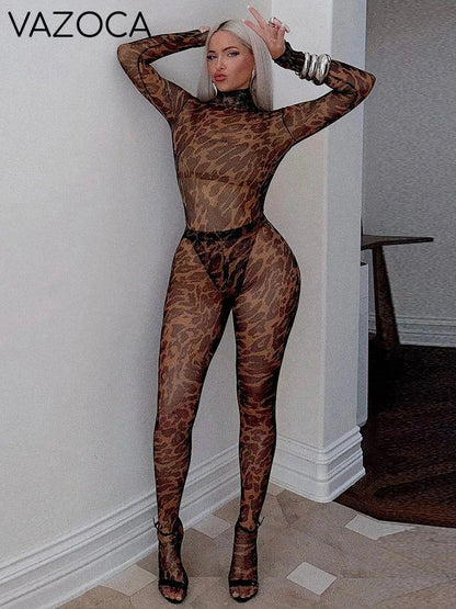 Amy Leopard Turtleneck Pants Set