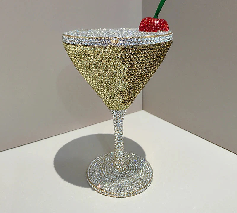 Cherry Goblet Rhinestone Clutch Bag