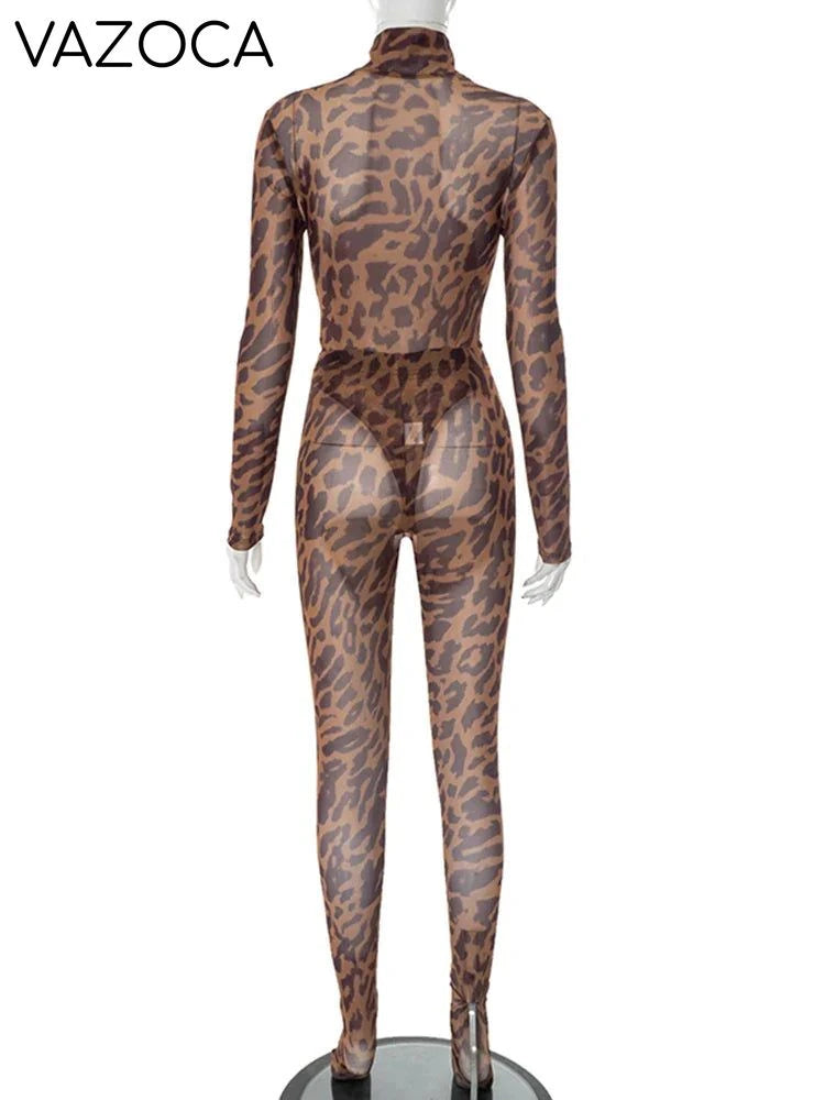 Amy Leopard Turtleneck Pants Set