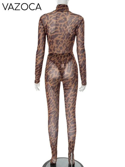 Amy Leopard Turtleneck Pants Set