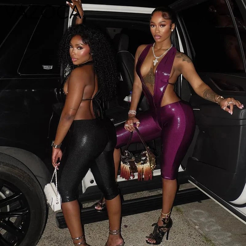 Metallic Pant Set Dark Purple