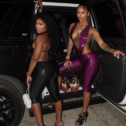 Metallic Pant Set Dark Purple