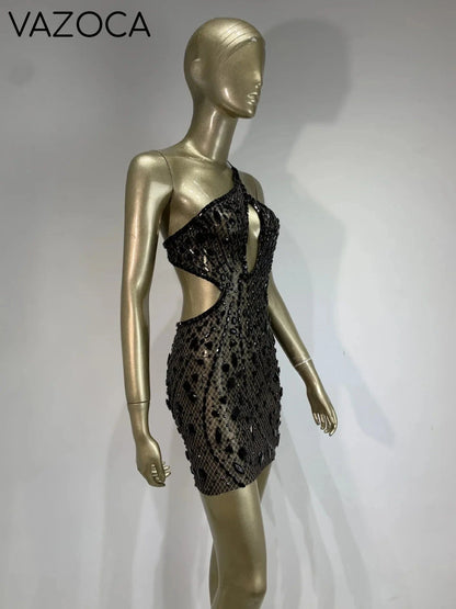 Anaya Mesh Sequins Mini Dress