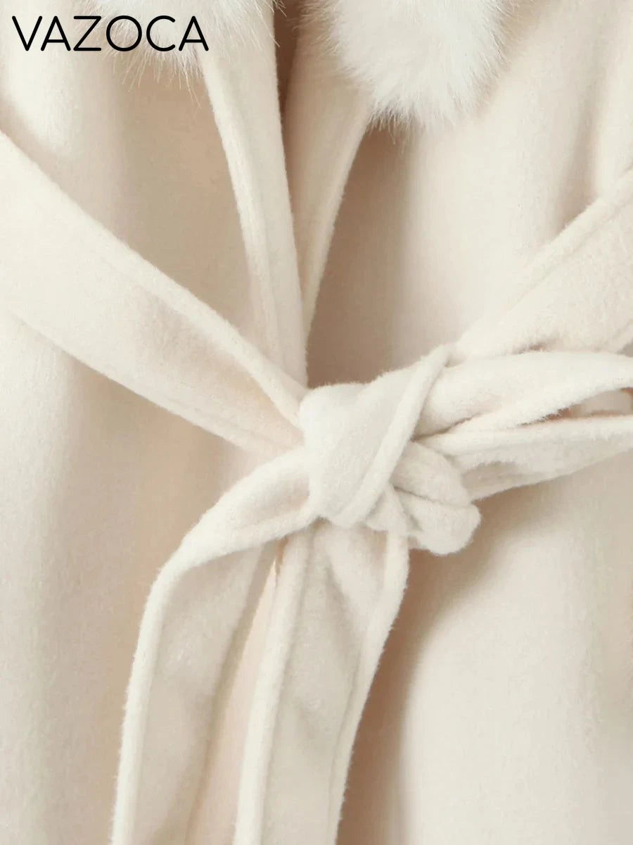 Fur Collar Elegant Trench Coat